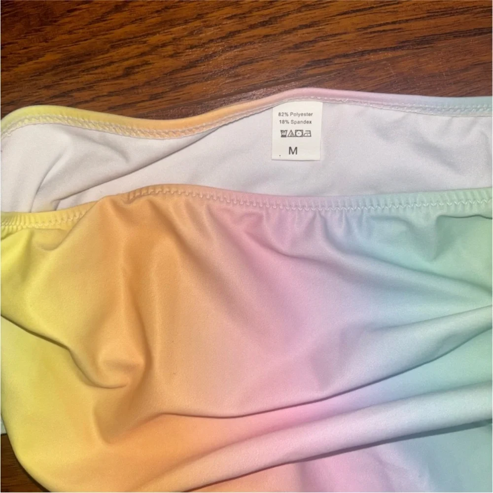 Amazon NEW High-Waisted Rainbow Tie-Dye Bikini Set Criss-Cross Cutout Design